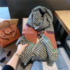 Plaid Color Panel Shawl Small Plaid - Black & White - One Size