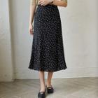 Ruffle-hem Polka-dot Midi Skirt