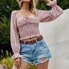Floral-print Long-sleeve Tie-front Cropped Top