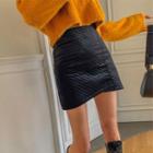 Inset Shorts Quilted Mini Velvet Skirt