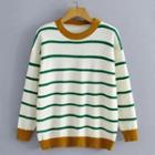 Striped Sweater Green Stripe - White - One Size