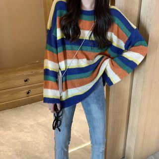 Striped Sweater Stripe - Blue & Green & Orange - One Size