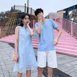 Couple Matching Short-sleeve T-shirt / Shorts / Sleeveless Mini A-line Dress / Set