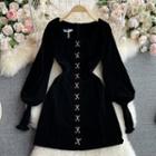 Square Neck Slim Fit A-line Dress