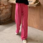 Corduroy Wide-leg Pants Rose Pink - One Size