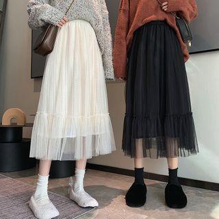 High-waist Tulle Midi Skirt