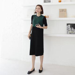 Two-tone H-line Knit Dress