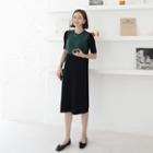 Two-tone H-line Knit Dress