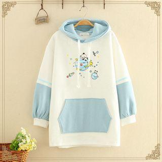 Planet Bear Printed Over-sized Hoodie