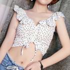 Polka Dot Off-shoulder Drawstring Top