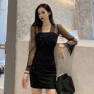 Bronzing Mesh A-line Dress