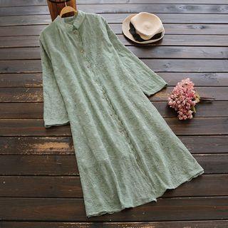 Lace Buttoned Long Thin Coat