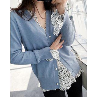 V-neck Faux-pearl Cardigan