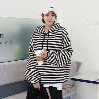 Striped Oversized Cotton Hoodie
