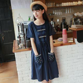 Lace Loose-fit Short-sleeve Dress