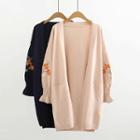 Floral Embroidery Oversized Cardigan