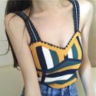 Colored Panel Knit Tank Top As Shown In Figure - One Size
