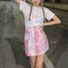 Short-sleeve T-shirt / Tie Dye Mini Skirt