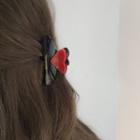 Heart Resin Hair Clamp Red & Black - One Size
