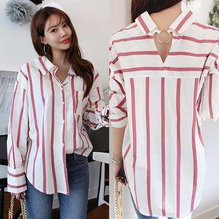 Cutout-back Ring-trim Shirt