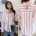 Cutout-back Ring-trim Shirt