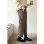 Pleated-front Wool Blend Pants Brown - One Size