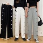 Heart Embroidered Wide-leg Sweatpants