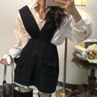 Long-sleeve Shirt Dress / Suspender Dress