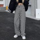 Mid Rise Checkerboard Loose Fit Pants