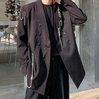 Rhinestone Double-breasted Blazer