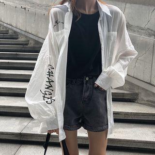 Buttoned Lettering Shirt