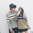 Couple Matching Distressed Stripe-detail Sweater