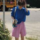 Knitted Elbow-sleeve Polo Shirt / Plain Shorts