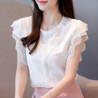 Sleeveless Lace Trim Blouse