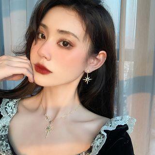 Rhinestone Star Drop Earring / Necklace / Set