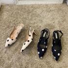 Kitten Heel Pointed Dotted Sandals