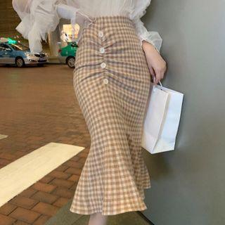Plaid Knit Mermaid Skirt