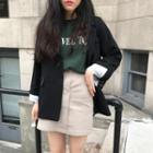 Lettering Short-sleeve T-shirt / A-line Skirt / Set