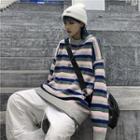 Oversized Striped Sweater As Shown In Figure - One Size