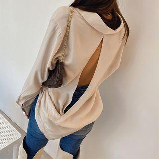 Slit-back Satin Blouse