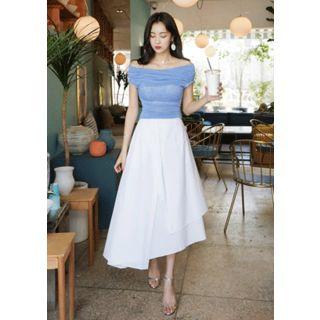 Wrap Off-shoulder Slim-fit Top