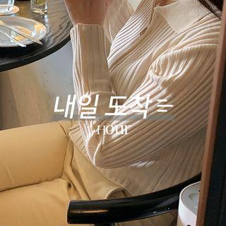 [hour] Collared Zip Cardigan