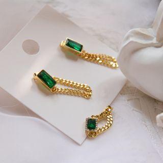 Rhinestone Chained Alloy Ring