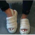 Fluffy Platform Slingback Sandals