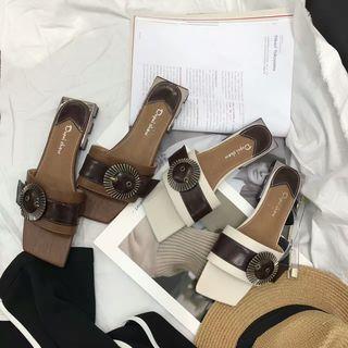 Low Heel Buckled Slide Sandals