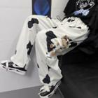 Cow Print Drawstring Pants With Cow Doll