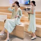 Set: 3/4-sleeve Blazer + Strappy Midi Dress