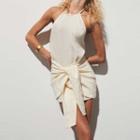Halter-neck Twist-front Mini Dress