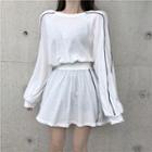 Long-sleeve Tie Waist T-shirt Dress