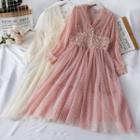 Lace-trim Mesh A-line Dress With Slipdress